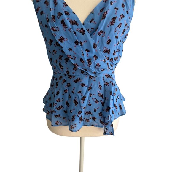 PARKER Blue Floral Side Zip Tank Top Blouse Size Small - Picture 4 of 6